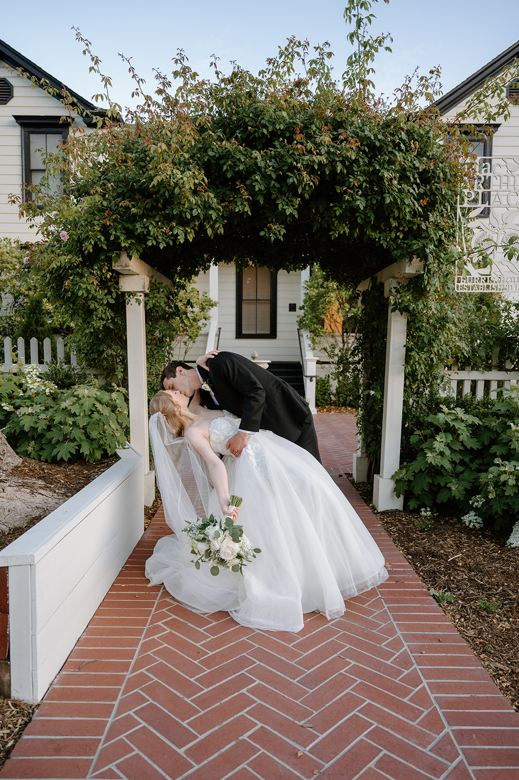 Couple Kissing at a Romantic Summer Wedding at MacArthur Place Hotel in Sonoma